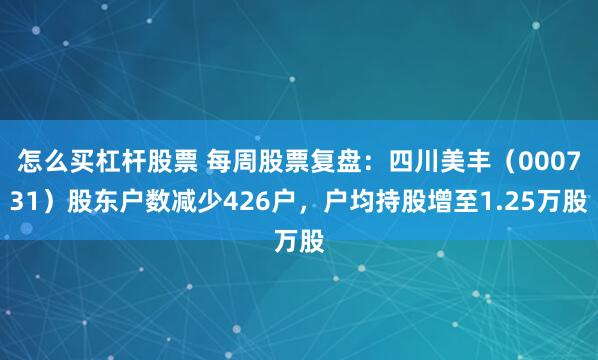 怎么买杠杆股票 每周股票复盘：四川美丰（000731）股东户数减少426户，户均持股增至1.25万股