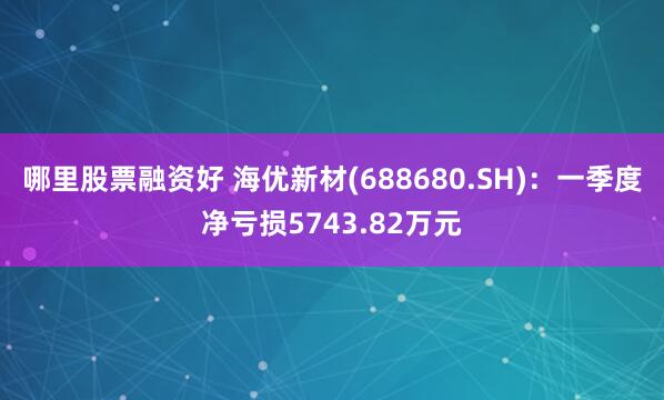 哪里股票融资好 海优新材(688680.SH)：一季度净亏损5743.82万元