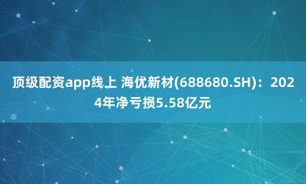 顶级配资app线上 海优新材(688680.SH)：2024年净亏损5.58亿元